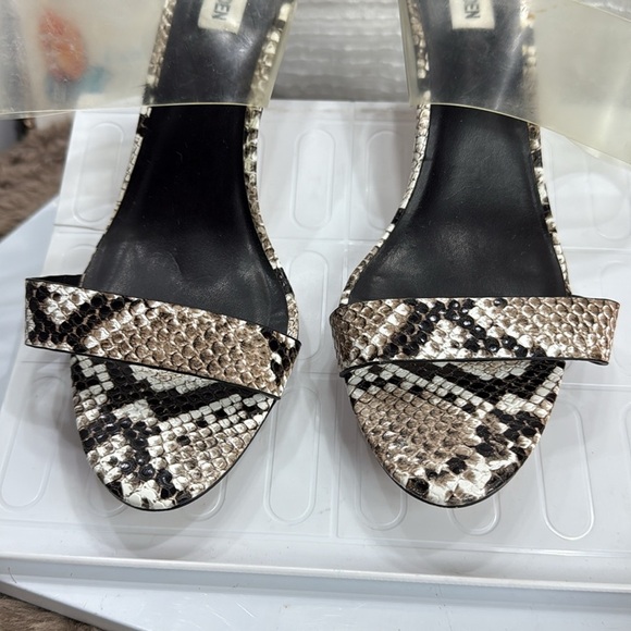 (N8) Steve Madden Snake print heels with clear criss-cross straps, Sz 9.5 women - Picture 8 of 12